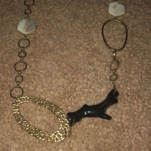 Gold black opal tigers eye stone accent necklace